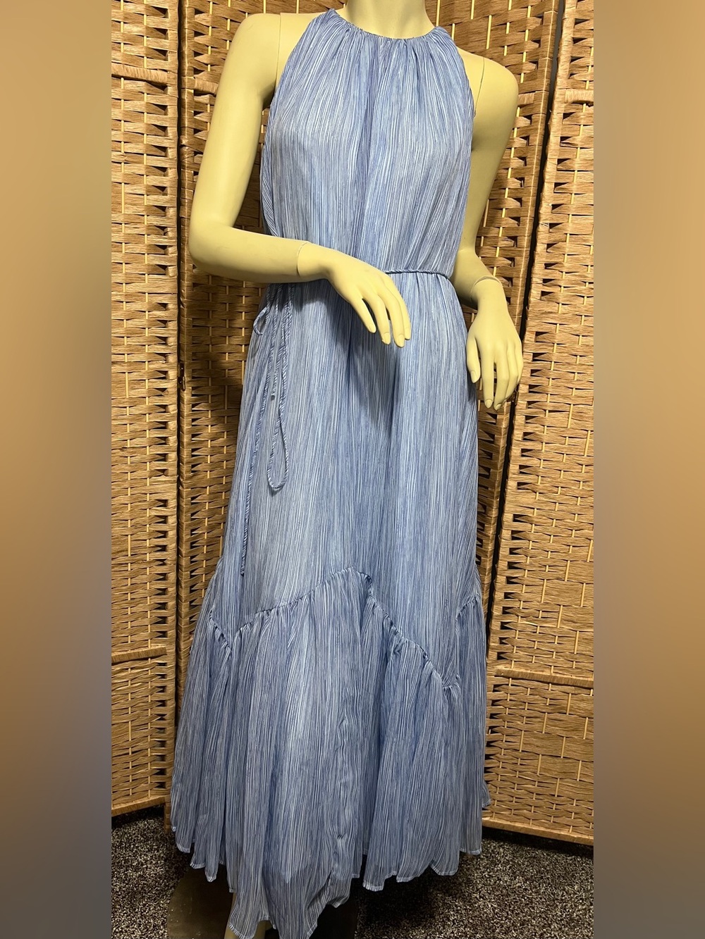 NWT Loft blue and white striped maxi dress M